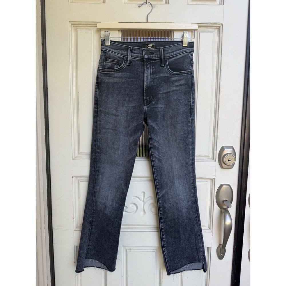 Mother The Insider Crop Step Fray Jeans Train Stop Faded Black High Rise Size 26